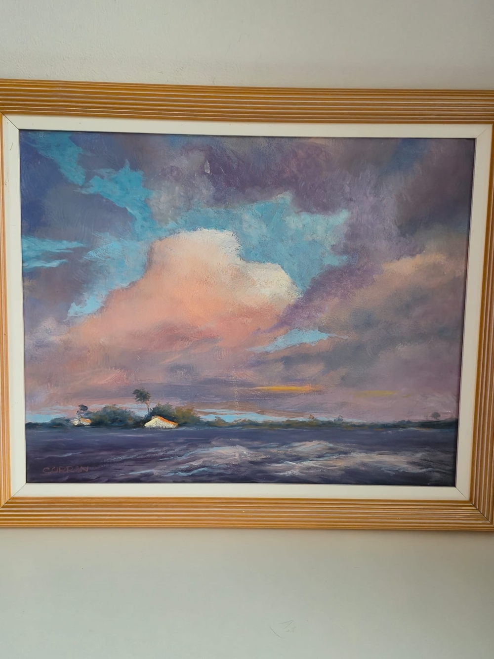 Vintage Original Impressionist Oil Painting by CURRAN – Framed 16x20 Landscape